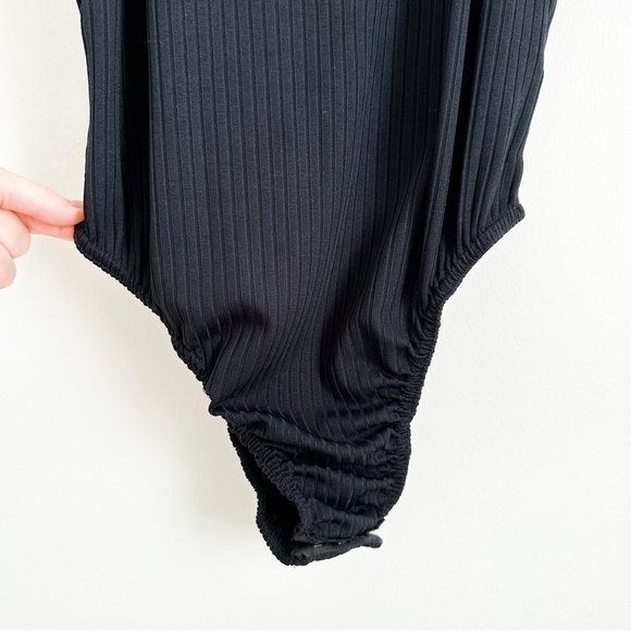 NWOT Missguided Black Ribbed Mock neck Sleeveless Bodysuit sz 8 / 10 - Picture 7 of 11